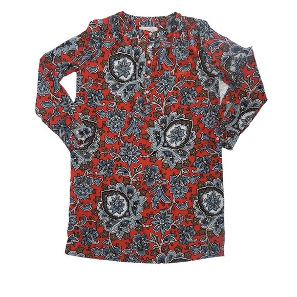 Ann Taylor Loft Dresses & Skirts - LOFT Red Blue Paisley Floral Shift Dress Small